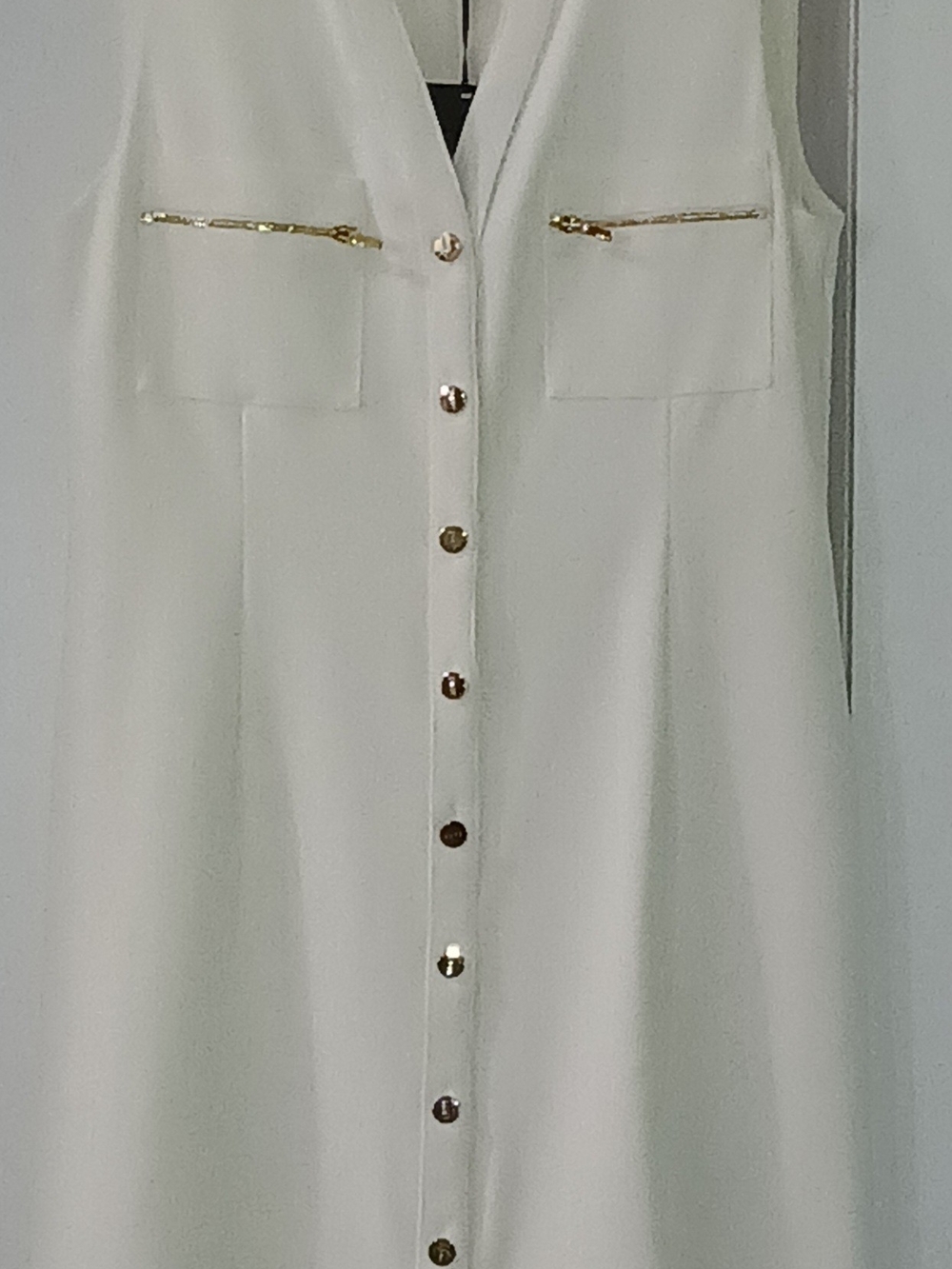 DKNY White Midi Dress with Gold Accents